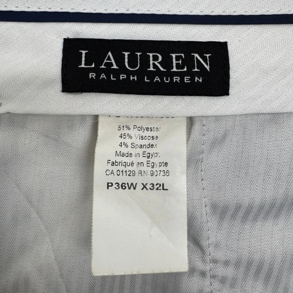 Lauren Ralph Lauren Mens Grey Micro Check Dress Pants 36W x 32L Stretch Trousers